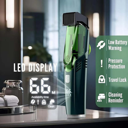 Vacuum Mustache Trimmer for Less Mess - Rechargeable Electric Beard Cutting Kit