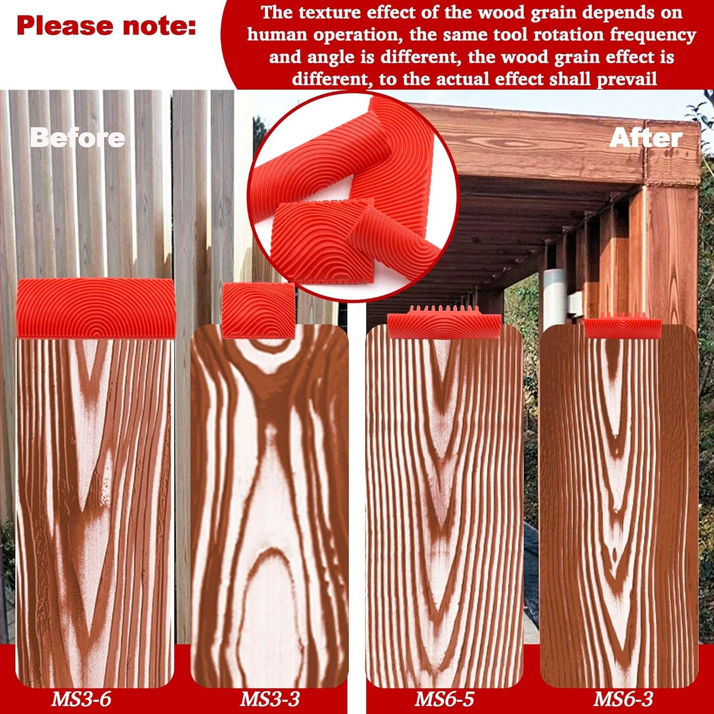 4PCS Wood Grain Tool - Natural Woodgrain Maker for Decorative Painting Premium Wood Graining Tool Set