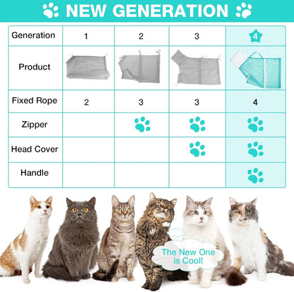 Cat Shower Net Bag Grooming Bathing Adjustable Washing Bag
