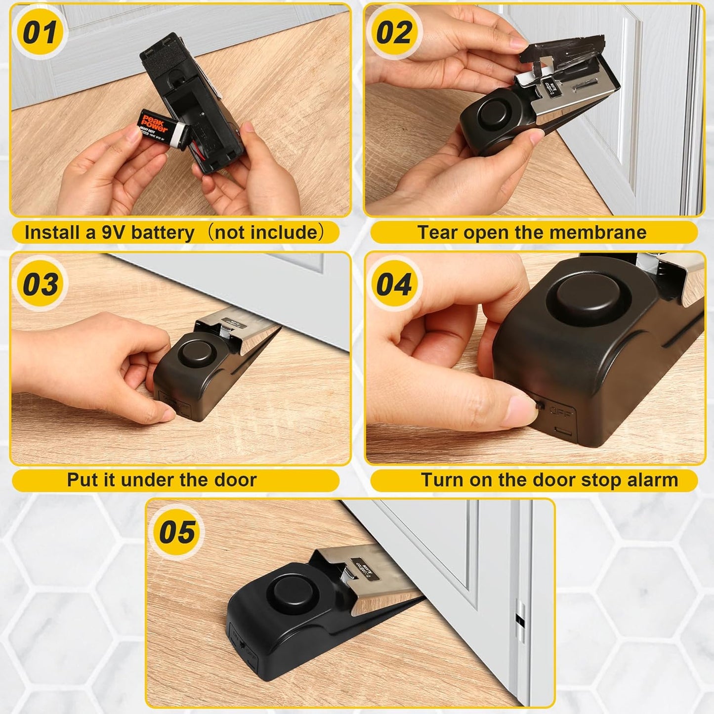 Upgraded Alarm Door Stops, Portable Security Hotel Safety Door Stoppers