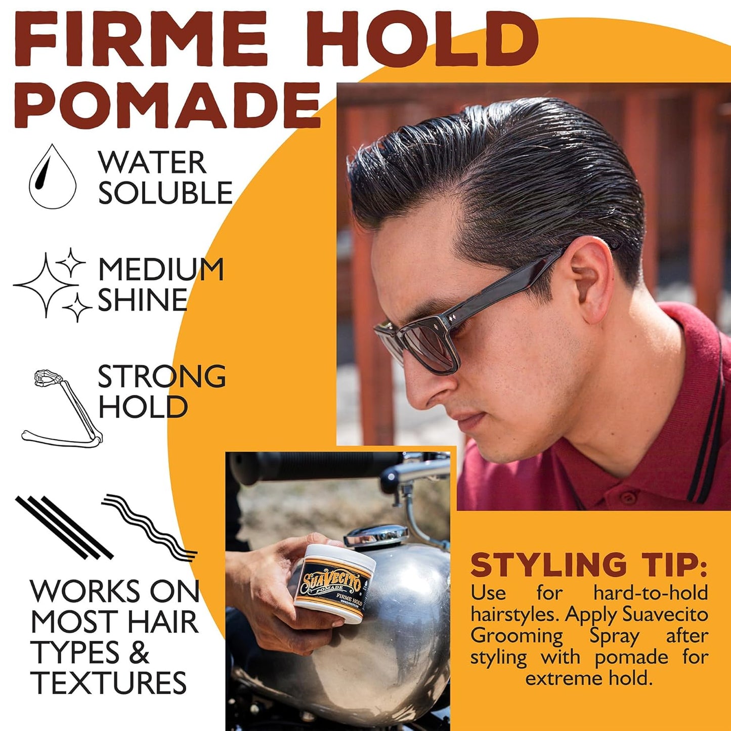 Strong Hold Hair Pomade For Men - Medium Shine Water Based Flake Free Hair Gel - Easy To Wash Out