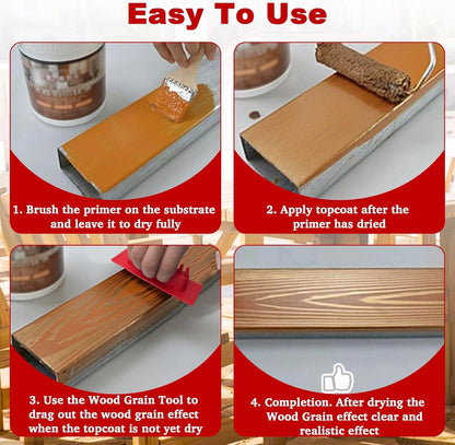 4PCS Wood Grain Tool - Natural Woodgrain Maker for Decorative Painting Premium Wood Graining Tool Set
