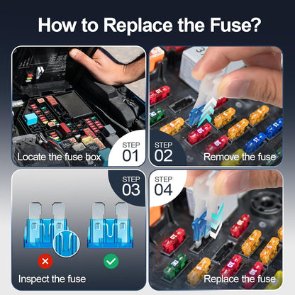 300Pcs Car Fuse Assortment Kit, 160 Mini Blade Fuses Automotive + 90 Standard Auto Fuses + 50 Micro + Puller