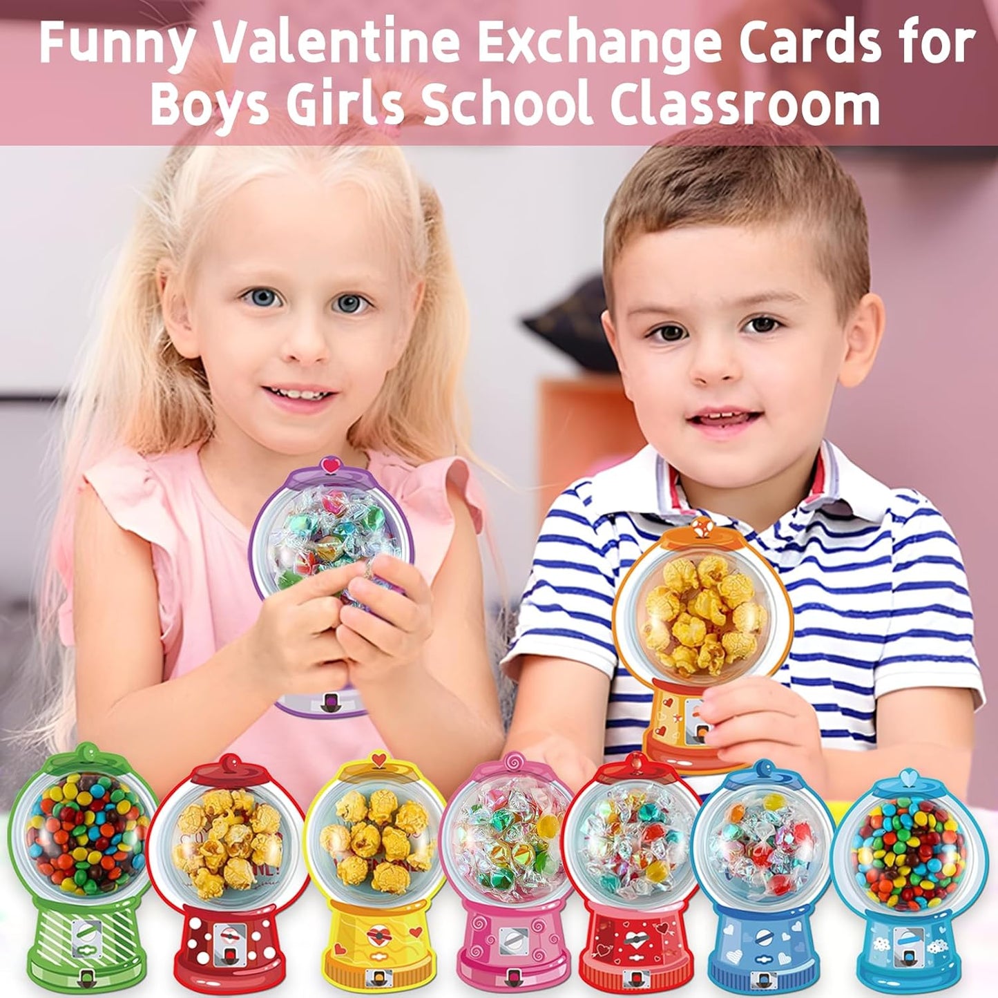18 Pack Candy Cards with Plastic Domes Valentines Greeting Cards DIY Craft Treat Holder