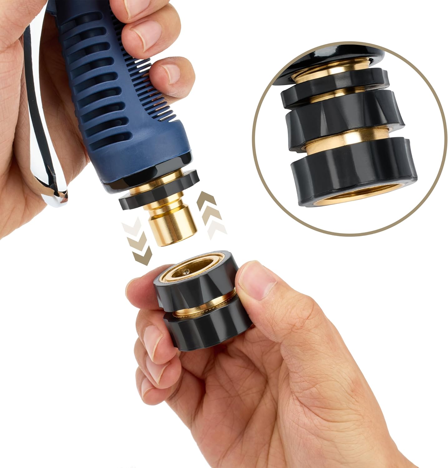 3/4 Inch Garden Hose Fitting Quick Connector Male and Female Set with Extra Rubber Washers