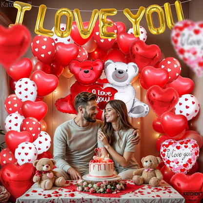 Valentines Balloon Kit Decor with I Love You Balloons