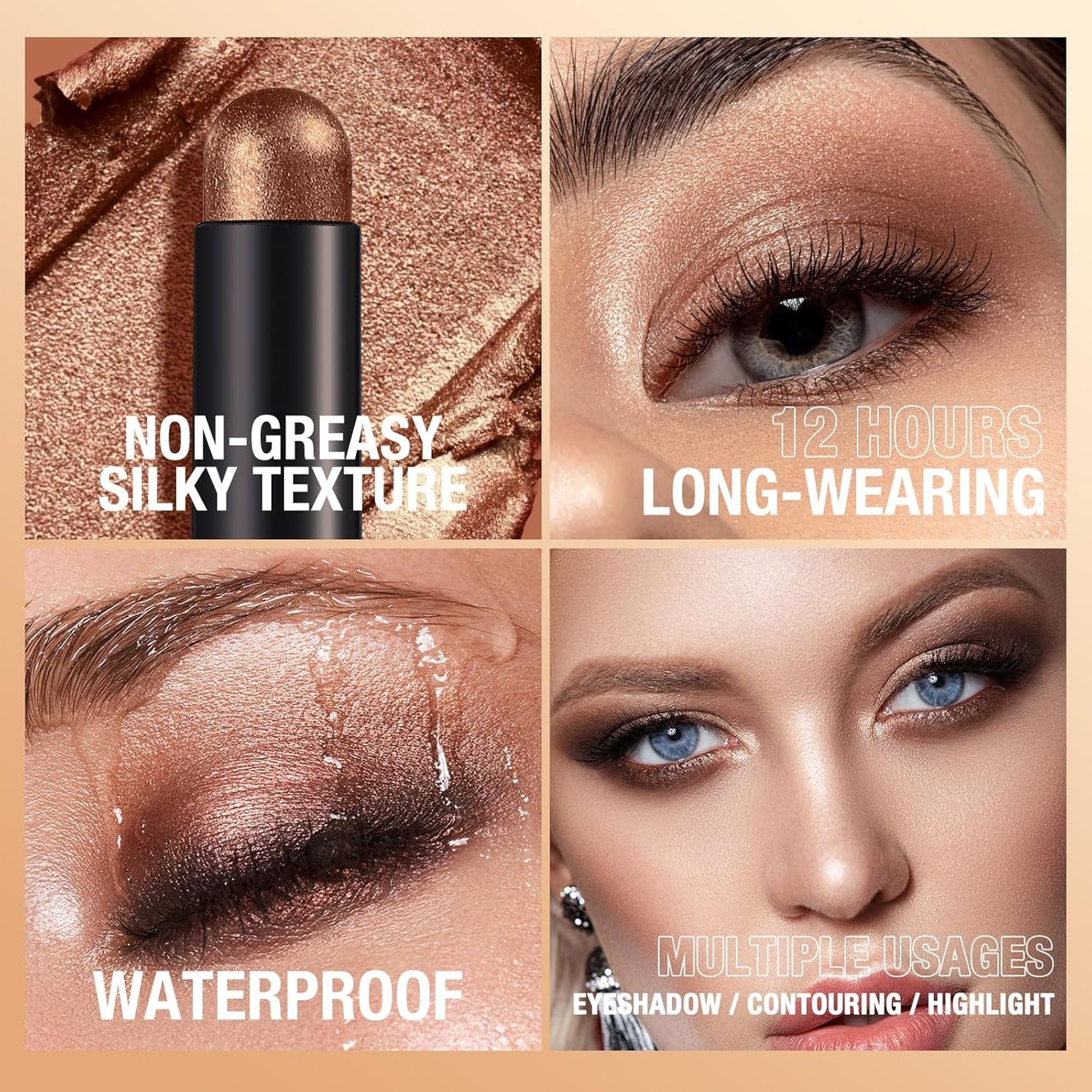 8 Colors Eyeshadow Sticks Set,Long Lasting Waterproof Eye Shadow