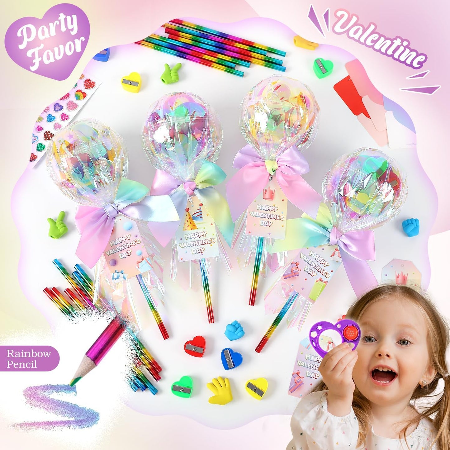 Giant Rainbow Stationery Set for School Classroom Class Party Favor