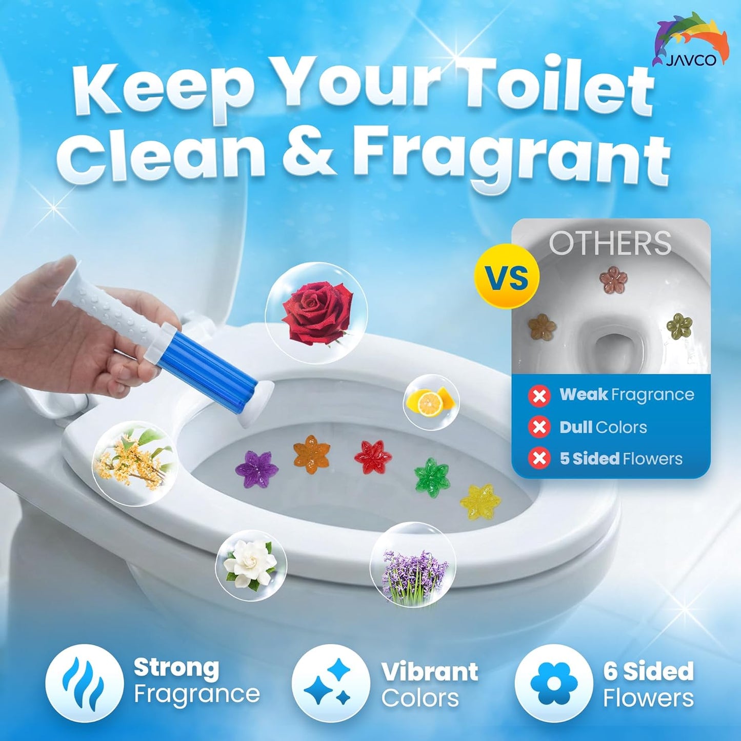 42 Flowers Toilet Gel Stamp 3-Pack Set for Household Scented Home Cleaning