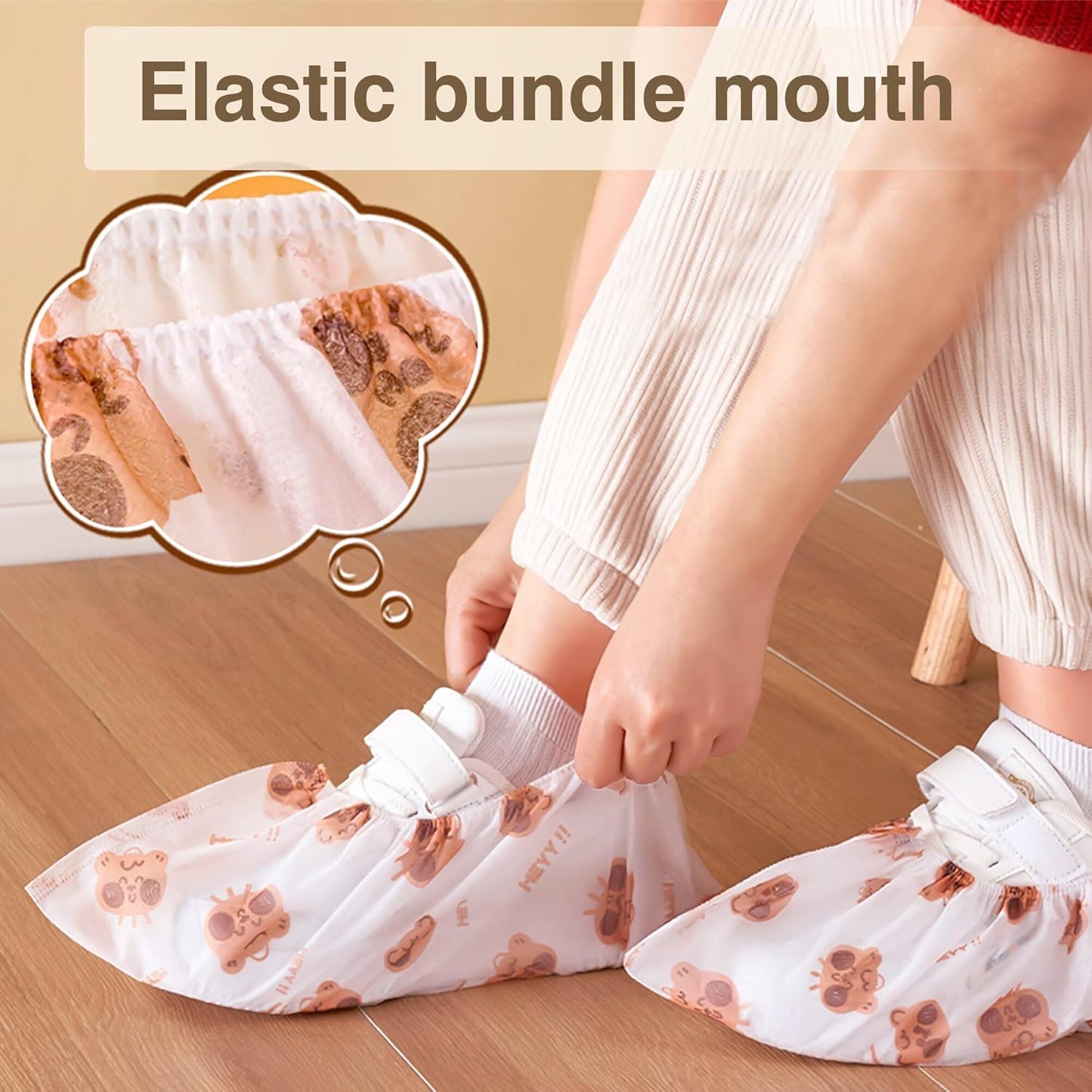 50 Pcs Disposable Cartoon Shoe Covers, Non Slip Dustproof Indoor Booties