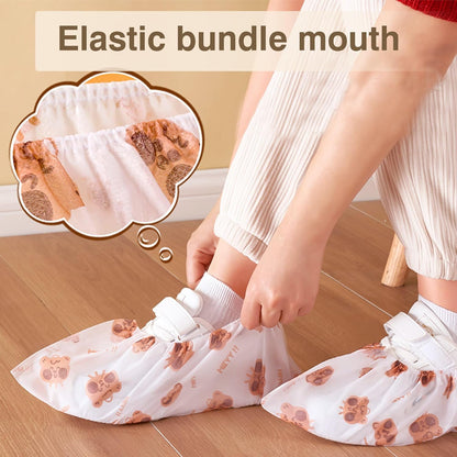 50 Pcs Disposable Cartoon Shoe Covers, Non Slip Dustproof Indoor Booties