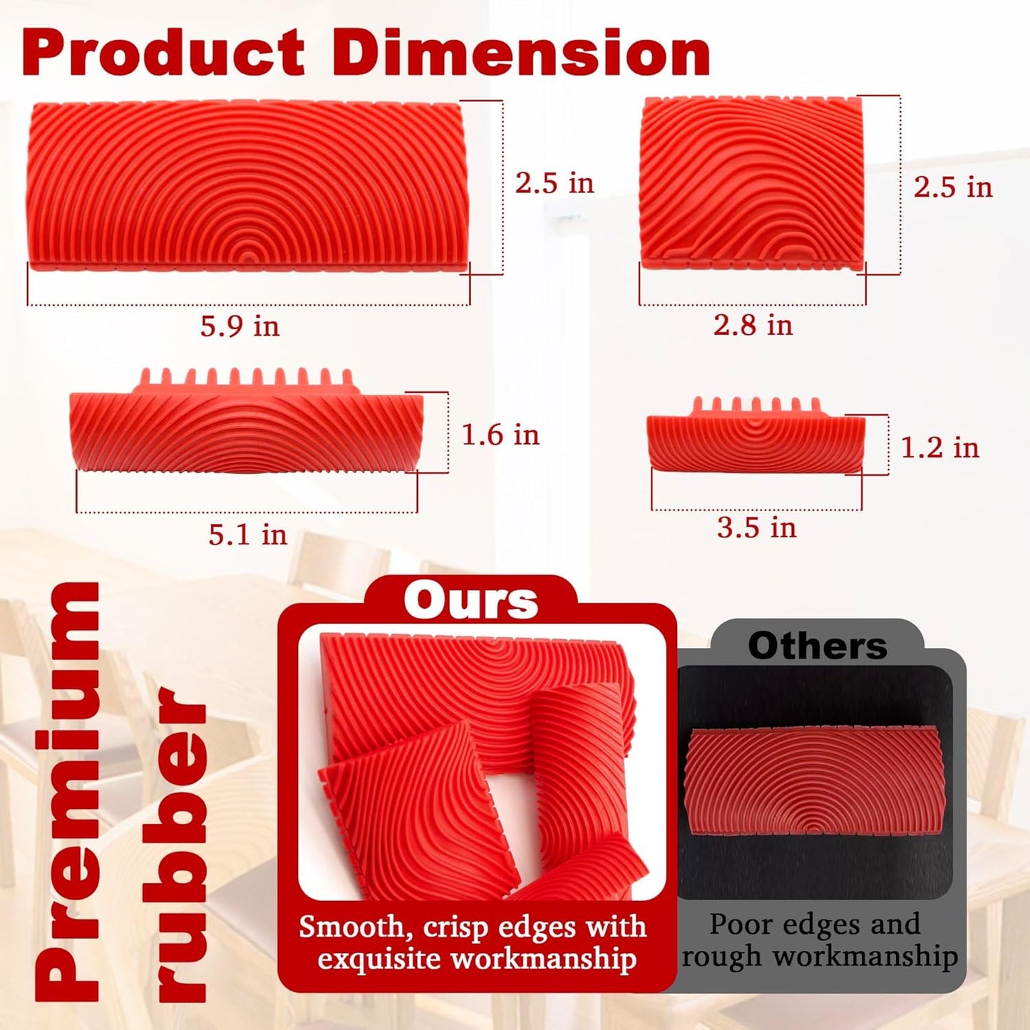 4PCS Wood Grain Tool - Natural Woodgrain Maker for Decorative Painting Premium Wood Graining Tool Set
