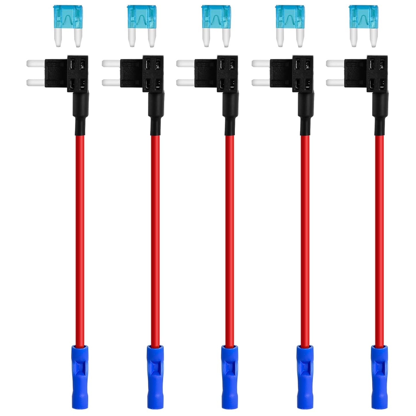 5 Sets Low Profile Mini Fuse Tap - Upgraded Locking Clip Adapter with 5A Fuse