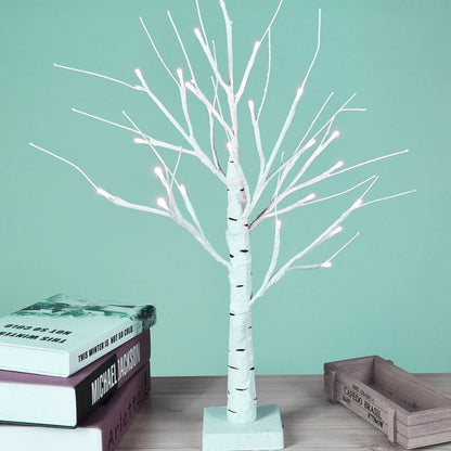 Decor 23.2" Lighted Birch Tree with 24pcs Heart Tree Ornaments