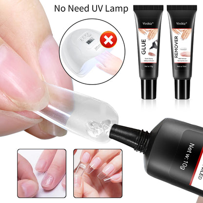 Quick Drying 10g Semi Solid Nail Glue with 10ml Remover for Press On Nails Tips No Need for UV Lamp
