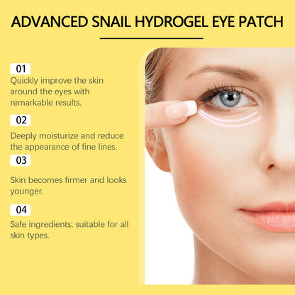 60Parches Snail Secretion Eye Mask - Reduces Fine Lines, Hydrates, Moisturizes, and Nourishes the Delicate Skin