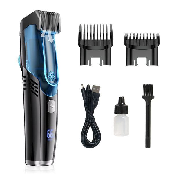 Vacuum Mustache Trimmer for Less Mess - Rechargeable Electric Beard Cutting Kit