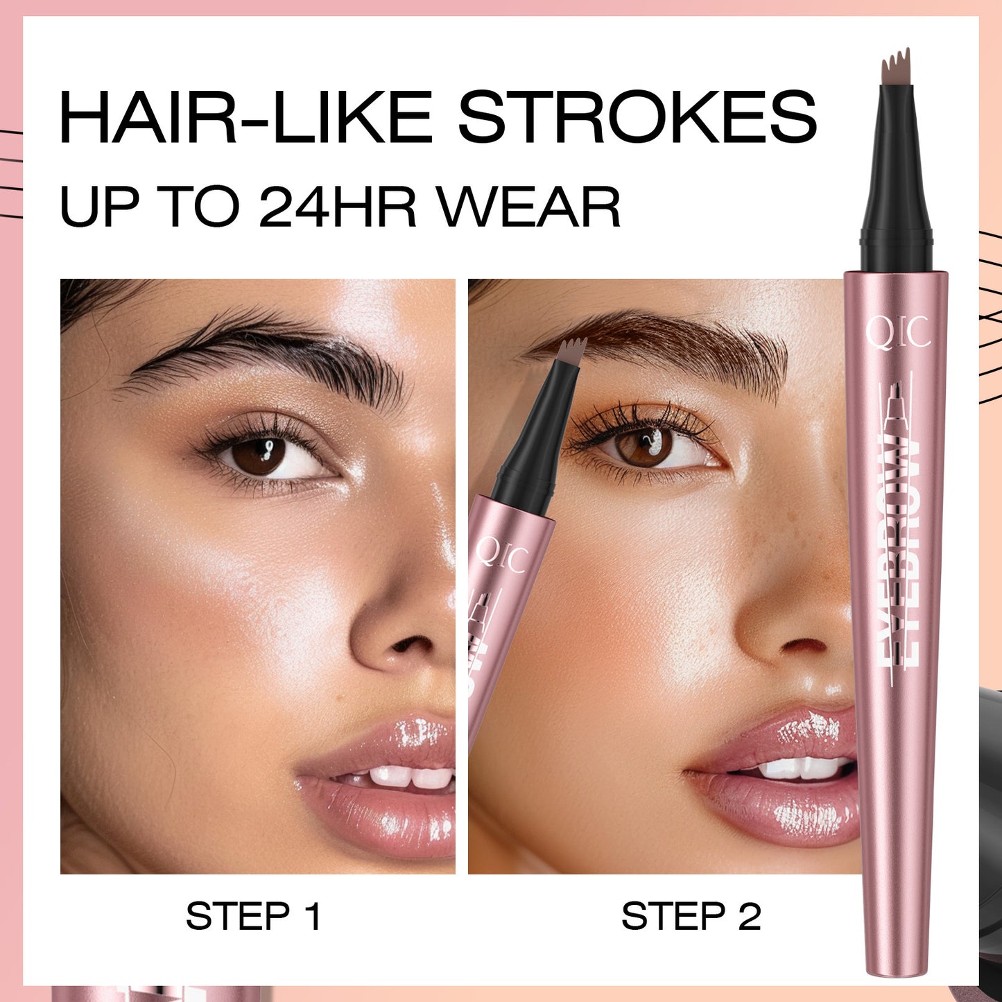 3D Microblading Eyebrow Pen with 4 Fork Tip,Waterproof and Long-Lasting Natural Makeupeyebrow pencils