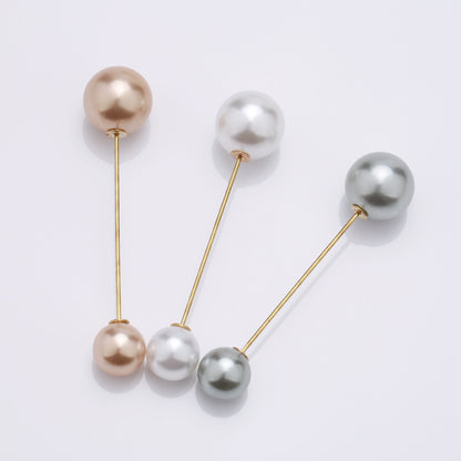 Double Faux Pearl Brooch Pins Sweater Shawl Clip Dress Cardigan Collar