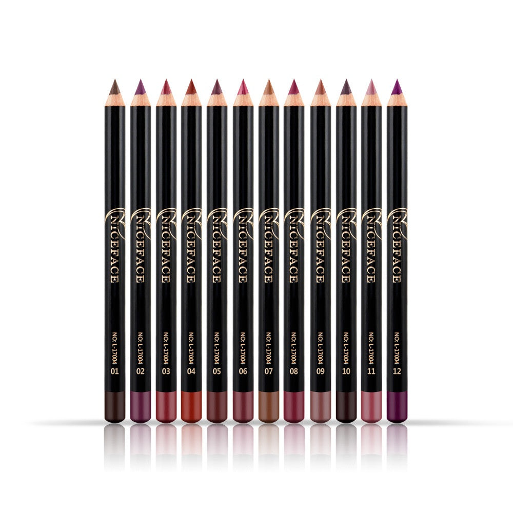 Matte Lip Liner Set 12 PCS Classic Colors Series Highly Pigmented Smoothly Velvet Lipliner Pencil Set