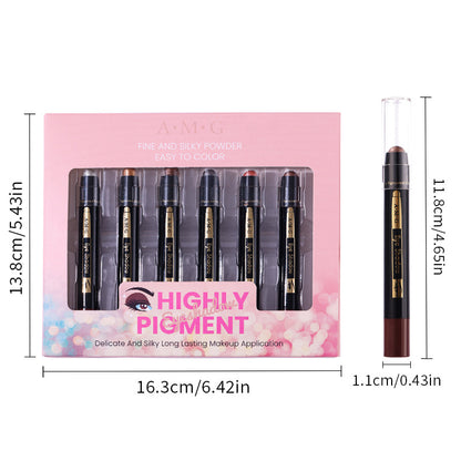 6pcs Glitter Eyeshadow Stick Set Waterproof Metallic