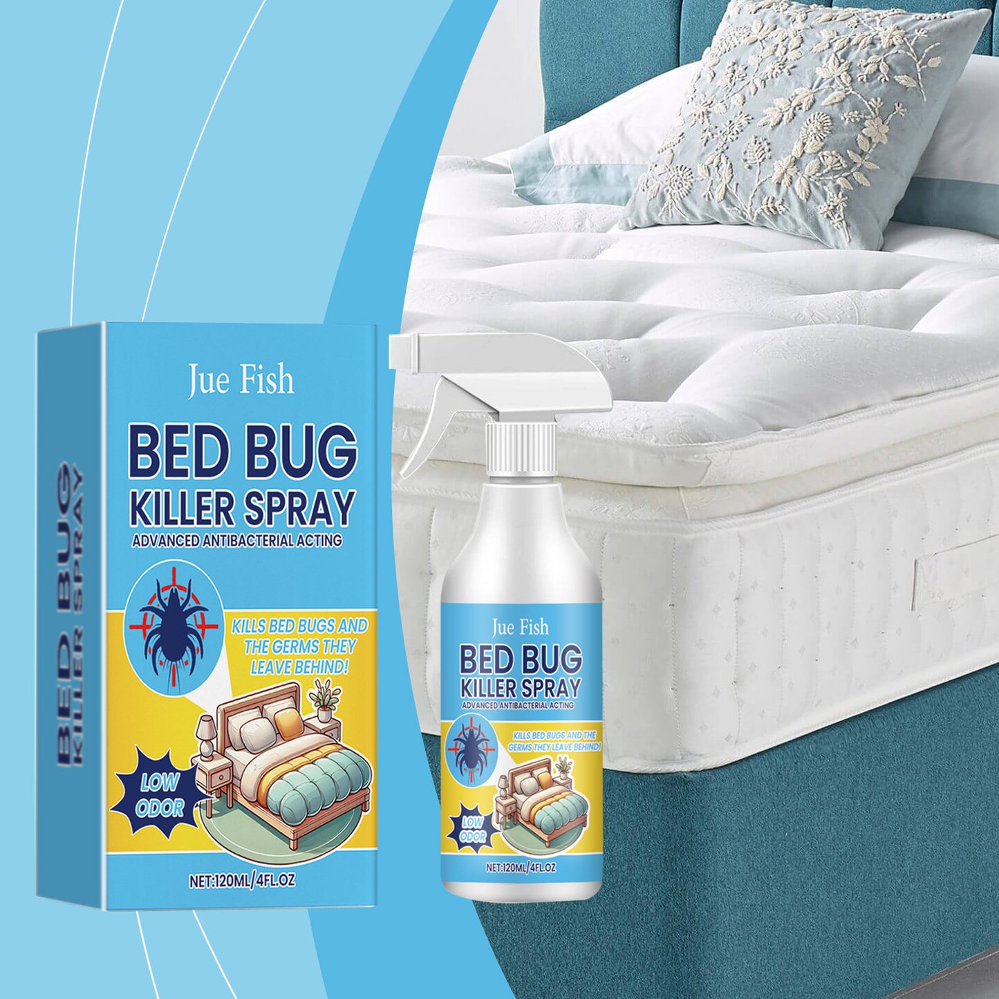 Bed Bug Killer Spray, Fast Acting Solution -Non-Toxic for Kids & Pets, Zero Cleanup Needed