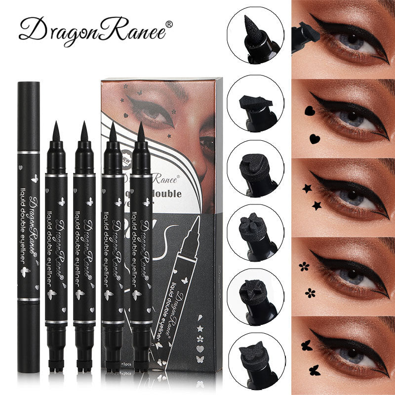 5Pcs Double-headed Liquid Eyeliner Stamp Pencil Set, Winged Eye-liner Pen, Long-lasting