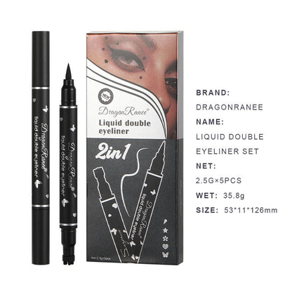 5Pcs Double-headed Liquid Eyeliner Stamp Pencil Set, Winged Eye-liner Pen, Long-lasting
