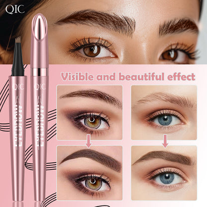 3D Microblading Eyebrow Pen with 4 Fork Tip,Waterproof and Long-Lasting Natural Makeupeyebrow pencils