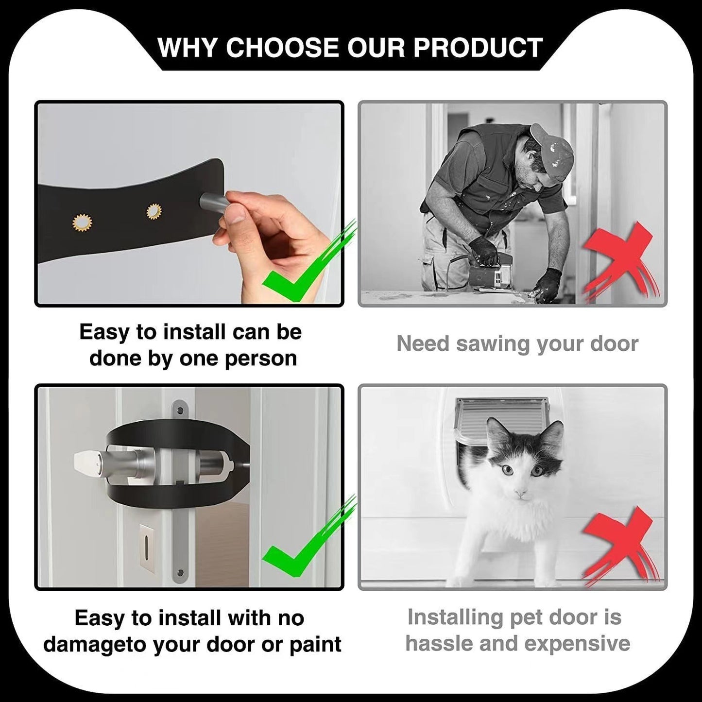 2Pcs Cat/Dog Door Latch Door Prop for Pets, Fish Shape Adjustable Sizes Door Latch