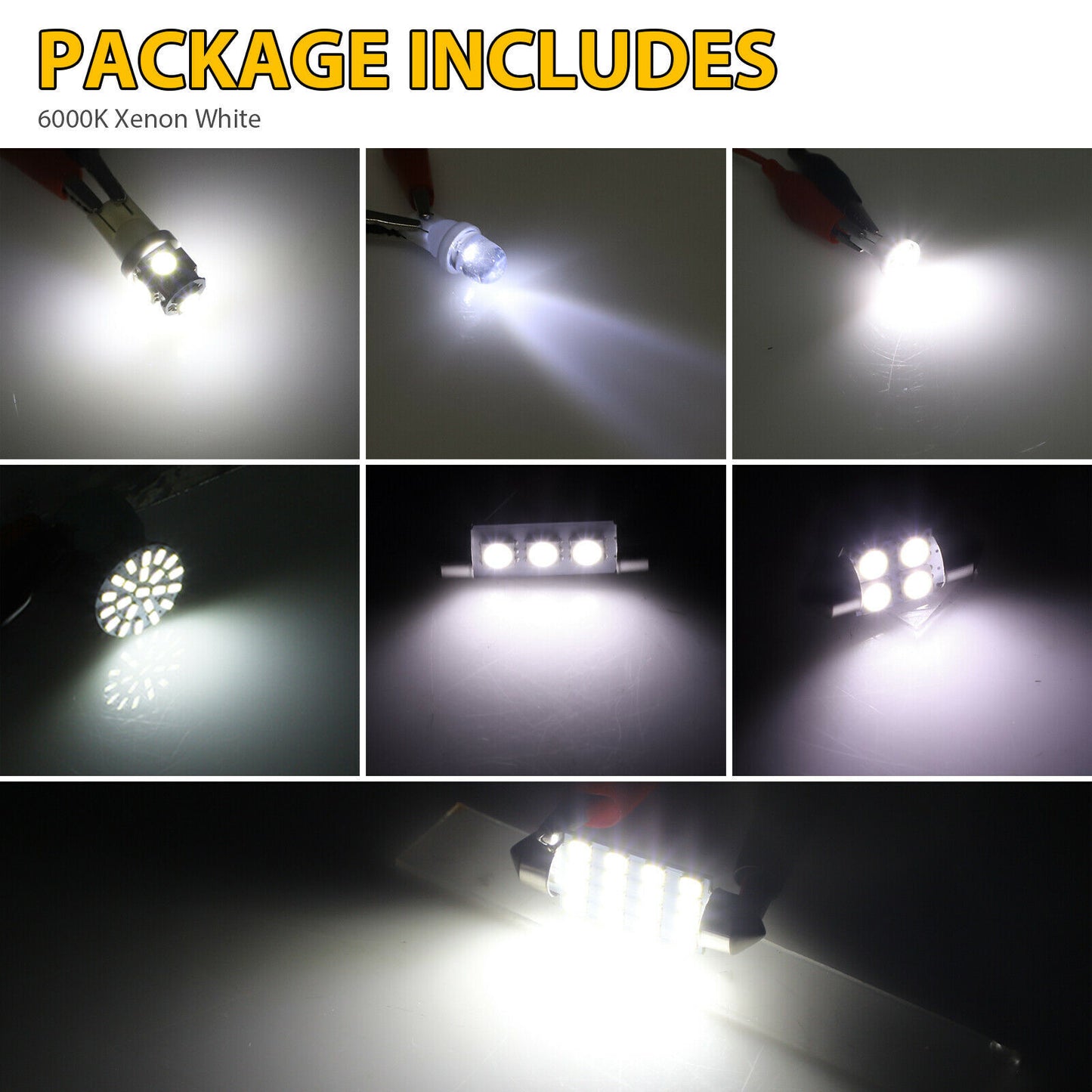 42PCS Car Interior Combo LED Map Dome Door White Trunk License Plate Light Bulbs