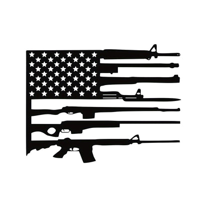 American Flag Metal Sign, Personalized Firearms Striped American Flag Metal Wall Art