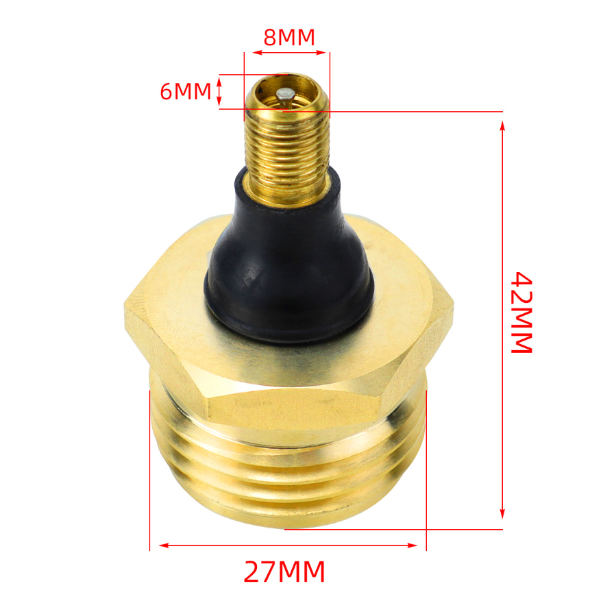 Brass Blow Out Plug for RV Antifreeze, Air Hose Compatible with Schrader Valve to Blow Out RV Water Lines