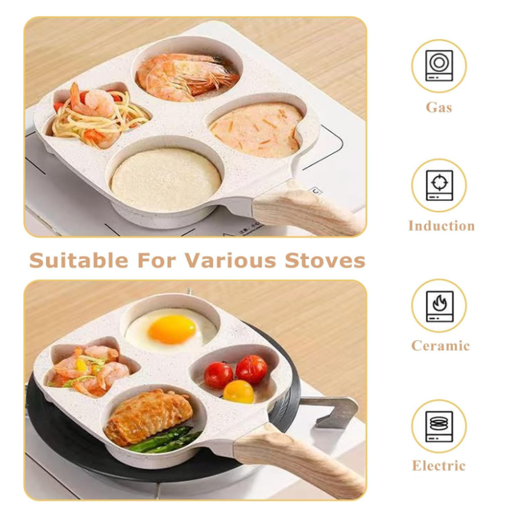 4 Holes Non Stick Egg Frying Pan - Egg Frying Pan Shapes