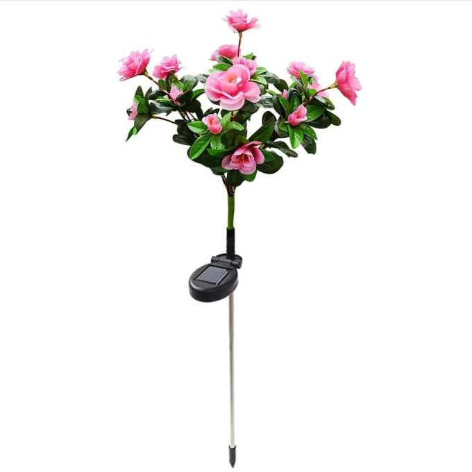 LED Solar Power Artificial Rhododendron Simsii Flowers Landscape Light Night Lamp