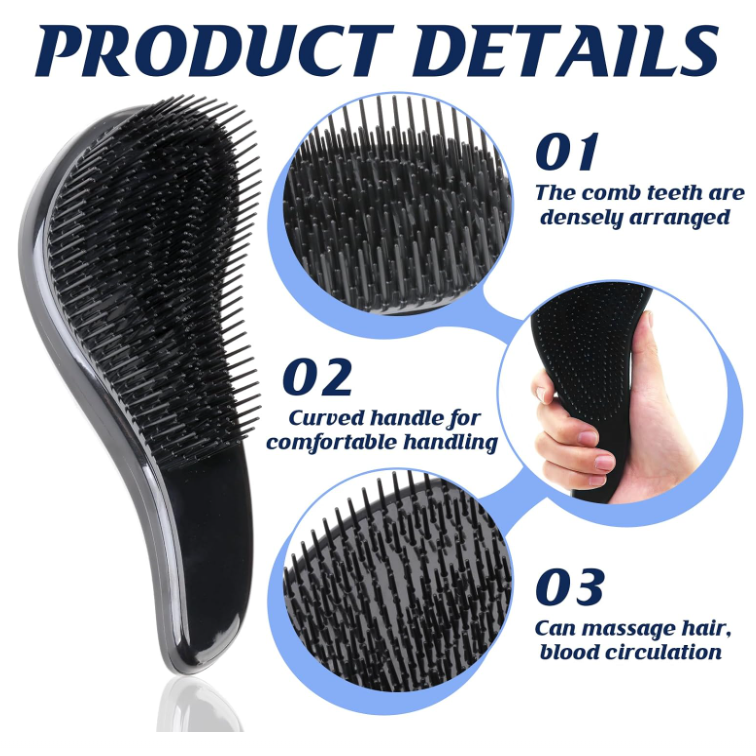 2 Pcs Detangling Brush – Glide the Detangler Brush through Tangled hair