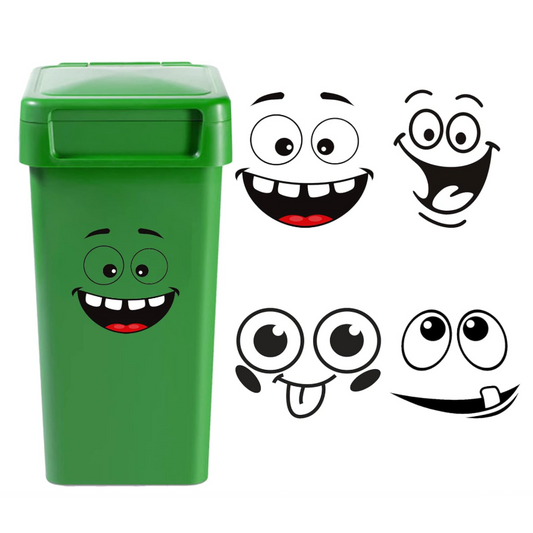 4 Sheets Cartoon Expressions Stickers, Trash Can Caricature Trash Can Stickers