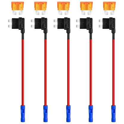 5 Sets Low Profile Mini Fuse Tap - Upgraded Locking Clip Adapter with 5A Fuse