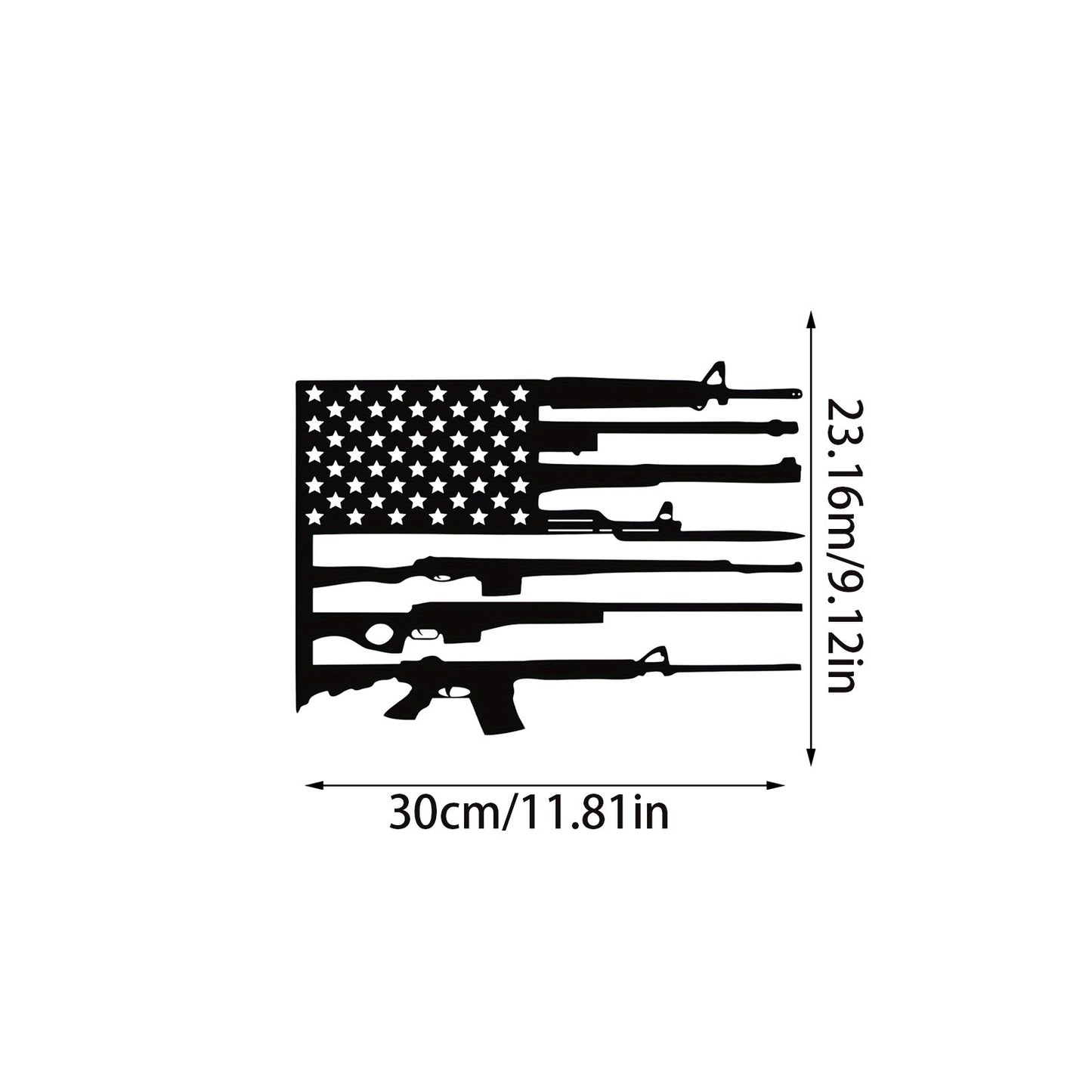 American Flag Metal Sign, Personalized Firearms Striped American Flag Metal Wall Art