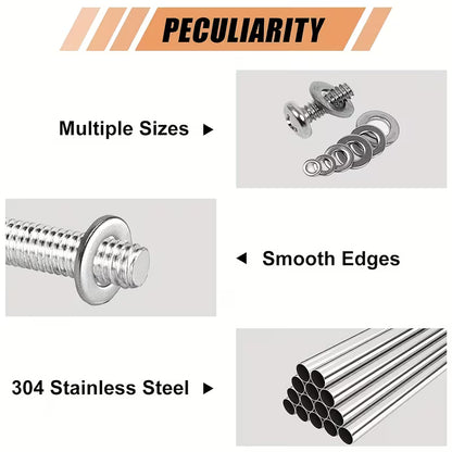1250pcs 304 Stainless Steel Flat Washer Assortment Kit