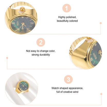 Fashion Green Dial Quartz Finger Ring Watch
