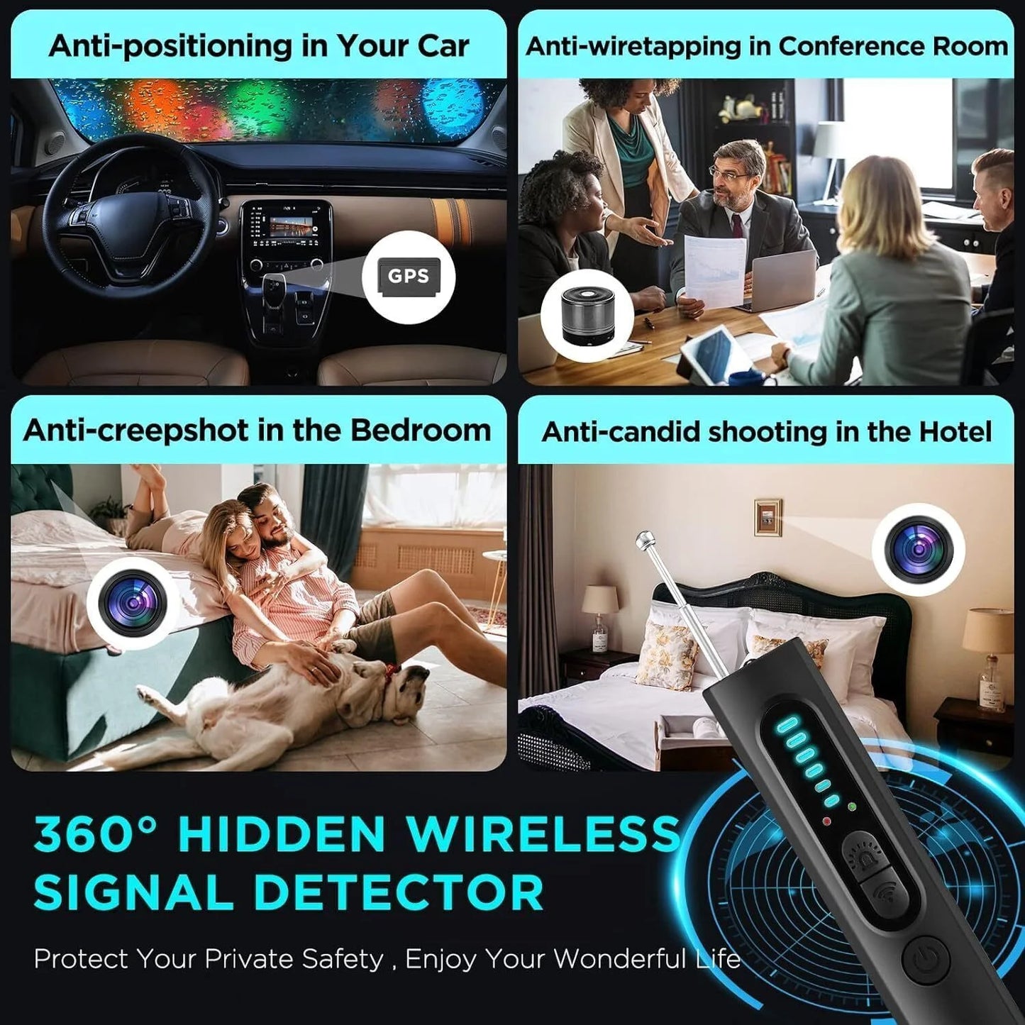 New Lightweight Anti-Spy Signal Detector Audio Bug Finder Scanner Tracker
